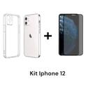 Capa Capinha Anti Impacto + Película 3D De Vidro Privacidade Para Iphone 12 Capa Capinha Anti Impacto + Película 3D De Vidro Privacidade Para Iphone 12