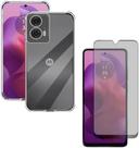 Capa Capinha Anti Impacto + Película Privacidade 3D Para Moto G24 Tela De 6,56 Polegadas