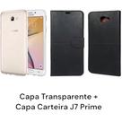 Capa Capinha Anti Impacto Transparente + Capa Carteira Preta Para Samsung Galaxy J7 Prime