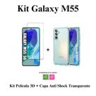 Capa Capinha Anti Impactos Transparente + Película 3D de Vidro para Samsung Galaxy M55