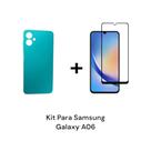 Capa Capinha Case Aveludada Anti Impacto Turquesa + Película Protetora 3D De Vidro Para Samsung Galaxy A06