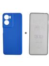 Capa Capinha Case Aveludada + Película 3D Vidro Para Motorola Moto G05 Cor: Azul