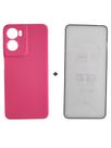 Capa Capinha Case Aveludada + Película 3D Vidro Para Motorola Moto G05 Cor: Rosa Pink