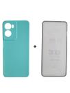 Capa Capinha Case Aveludada + Película 3D Vidro Para Motorola Moto G05 Cor: Verde Água