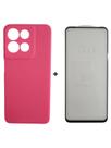 Capa Capinha Case Aveludada + Película 3D Vidro Para Motorola Moto G15 Cor: Rosa Pink