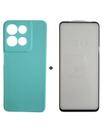 Capa Capinha Case Aveludada + Película 3D Vidro Para Motorola Moto G15 Cor: Verde Água
