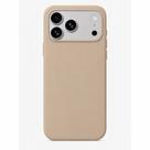 Capa Capinha Case Compatível para iPhone 17 Pro aveludada Premium Silicone com a logo da maça COR:BEGE