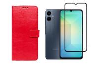 Capa Capinha Case Couro Flip + Pelicula vidro 3D Samsung Galaxy A06