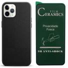Capa Capinha Case Preta + Película Ceramica Fosca Privacidade 3D 9D Compativel Com iPhone 11 12 13 14 Pro Max