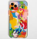 Capa Capinha iPhone 11 PRO MAX Grafitte Silicone Arco Iris Abstrato Corrente Colorida Feminina Fofa Borda Anti Impacto Transparente