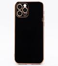 Capa Capinha Iphone 12 PRO MAX Preta Lisa Slim Luxo Minimalista Brilhante Feminina Dourada Com Proteção de CÂmera