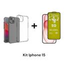 Capa Capinha Silicone TPU Anti Impactos + Película Fosca Flexível Para Iphone 15
