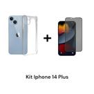 Capa Capinha Transparente Anti Impacto + Película 3D De Vidro Privacidade Para Iphone 14 PLUS Capa Capinha Transparente Anti Impacto + Película 3D De Vidro Privacidade Para Iphone 14 PLUS