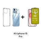 Capa Capinha Transparente Anti Impacto + Película Fosca Flexível Compatíveis Com Iphone 15 PRO