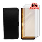 Capa Carteira + 2 Pel. 3D Vidro Compatível Para Poco C71