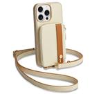 Capa Carteira LAMEEKU para iPhone 15 Pro Max - Bege com Porta-Cartões Capa Carteira LAMEEKU para iPhone 15 Pro Max - Bege com Porta-Cartões