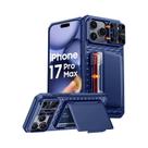 Capa Carteira Laranja Para iPhone 17 Pro/Pro Max Com Suporte Para Cartões E Tampa Deslizante Para