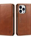 Capa Carteira SHIELDON de Couro Genuíno para iPhone 13 Pro 5G