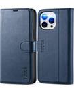 Capa Carteira TUCCH em Couro PU RFID para iPhone 13 Pro Max - Azul Escuro