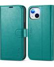 Capa Carteira TUCCH para iPhone 13 (6,1") - 3 Compartimentos para Cartões - Ciano