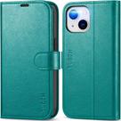 Capa Carteira TUCCH para iPhone 14 (6,1") - 4 Compartimentos para Cartões - Ciano