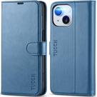 Capa Carteira TUCCH para iPhone 15 (6,1") - Compartimento para 4 Cartões - Azul Claro