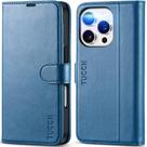Capa Carteira TUCCH para iPhone 16 Pro 5G - 4 Compartimentos para Cartões - Azul Claro