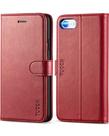 Capa Carteira TUCCH para iPhone SE 3/SE 2/8/7 - Compartimento para Cartão - Vermelho Escuro