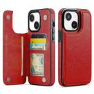 Capa carteira Wefor para iPhone 15 Plus 6,7" em couro PU vermelho Capa carteira Wefor para iPhone 15 Plus 6,7" em couro PU vermelho