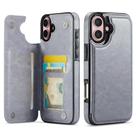 Capa Carteira Wefor para iPhone 16 em Couro PU com Suporte Cinza