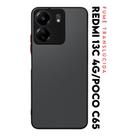 Capa Case Anti Shock Acrílico Translucida Fumê Botões Vermelho P/ Redmi 13C 4G / Poco C65 Tela 6.74