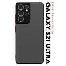 Capa Case Anti Shock Acrílico Translucida Fumê Botões Vermelho para Galaxy S21 Ultra G998 Tela 6.8