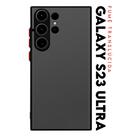 Capa Case Anti Shock Acrílico Translucida Fumê Botões Vermelho para Galaxy S23 Ultra S918 Tela 6.8