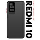 Capa Case Anti Shock Space Acrílico Translucida Fumê Botões Vermelho para Xiaomi Redmi 10 Tela 6.7