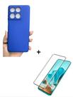 Capa Case Aveludada Azul Claro + Película 3D Curva Moto Edge 60 Fusion