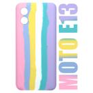 Capa case Capinha Aveludada Arco Iris Candy Compatível Moto E13 XT2345 6.5 + Película De Vidro 3D - Cell In Power25