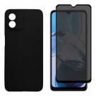 Capa Case Silicone Aveludada + Película 3d Privacidade de Vidro Para Moto E13
