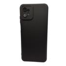 Capa Case Silicone Aveludada Preta + Película Fosca Privacidade Para Motorola Moto G32
