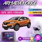 Capa Cobrir Carro CAPTUR 100% Forrada Armada Force 100% Impermeável Forro Total Protege Sol Chuva Poeira Lona Proteção Automotiva Hatch e Sedan
