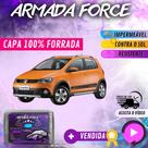 Capa Cobrir Carro CROSS FOX 100% Forrada Armada Force 100% Impermeável Forro Total Protege Sol Chuva Poeira Lona Proteção Automotiva Hatch e Sedan