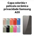 Capa colorida e película cerâmica privacidade Samsung Galaxy A20 Capa colorida e película cerâmica privacidade Samsung Galaxy A20