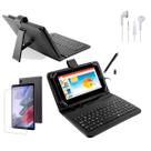 Capa com Teclado p/ Tablet Samsung A7 Lite 8.7" T220 T225 + Película + Caneta Touch + Fone