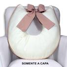 Capa de Almofada Amamentação Piquet com Laço - Palha com Rosê