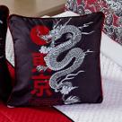 Capa de Almofada Avulsa Samurai Dragão 45cm x 45cm - Estampa Digital com Viés Infantil Juvenil Menino
