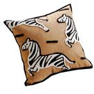 Capa de almofada de luxo com estampa de zebra creme/marrom, tela de 45x45cm