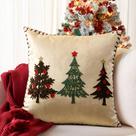 Capa de almofada de Natal LOOPUINHOM 46x46 cm dourada bordada Capa de almofada de Natal LOOPUINHOM 46x46 cm dourada bordada