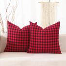 Capa de almofada decorativa CARRIE HOME 51x51 cm Conjunto de xadrez vermelho preto