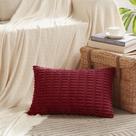 Capa de almofada decorativa de veludo cotelê Fancy Homi Wine Red 30x60 cm