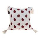 Capa De Almofada Decorativa Moderna Love com Pingentes 42 X 42 Artesanal cor Vermelho