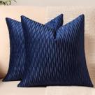 Capa de almofada DEZENE, listrada azul marinho, 45 x 45 cm, pacote com 2 unidades, veludo